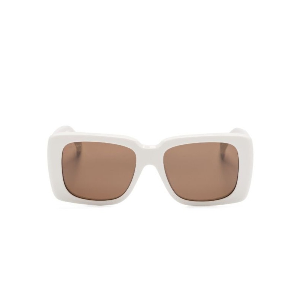 Max Mara Glimpse 3 Ivory White Rectangular Sunglasses MM0091 21E 53-17 140 New